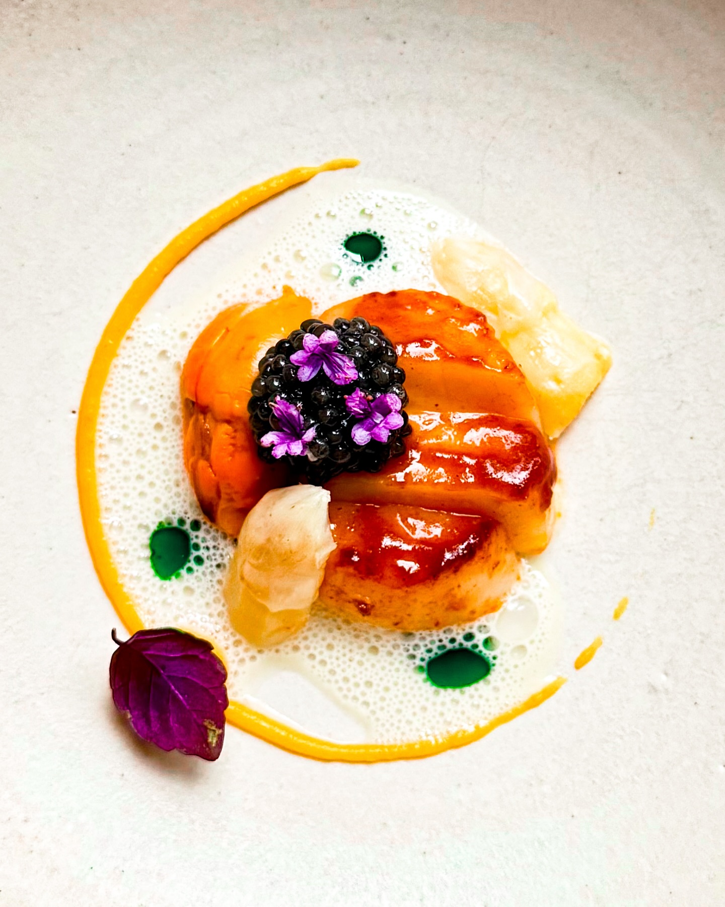 🐚 Coquille • Asperge • Platinum kaviaar
🇬🇧 Scallop • Asparagus • Platinum caviar

Tsjonge, wat was dit een lekker hapje! Heerlijke smaken en fijne structuren bij elkaar. In het midden een gebakken coquille, ingesmeerd met lak van langoustine en in drieën gesneden 🐚 

Hiernaast een mooie oranje mossel voor wat romigheid en dit feloranje exemplaar vond ik wel wat weghebben van het corail van een coquille. Op de coquille zie je lekker wat Platinum kaviaar en prachtige paarse basilicumbloemen 🌱 

Tegen de coquille aan zie je twee gefermenteerde aspergekoppen voor een lekker frisse toets. De oranje crème is van pompoen en ik maakte een heerlijke citrus beurre blanc 🍋 

Wat kruidenolie en een blaadje shiso cress maken dit gerechtje helemaal compleet 🌿

#instafood #food #foodporn #artofplating #foodphotography #homecook #homemade #homechef #instachef #theartofplating #comfortfood #dinner #delicious #yum #yummy #goodfood #picoftheday